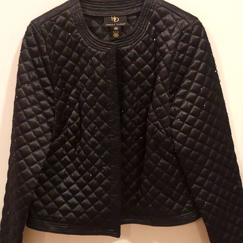 **Holiday** jacket black sparkly satin size 10 by Sandra Darren